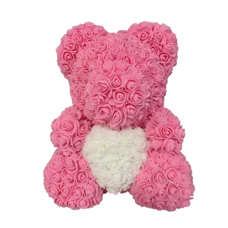 40cm Rose Bear Heart Artificial Flower Rose Teddy Bear