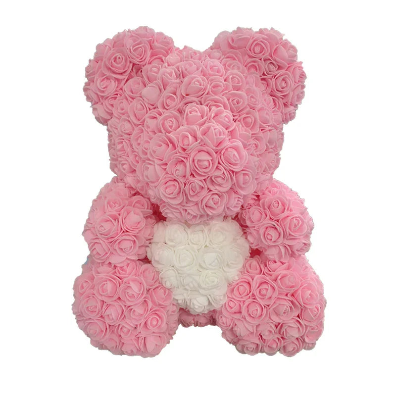 40cm Rose Bear Heart Artificial Flower Rose Teddy Bear