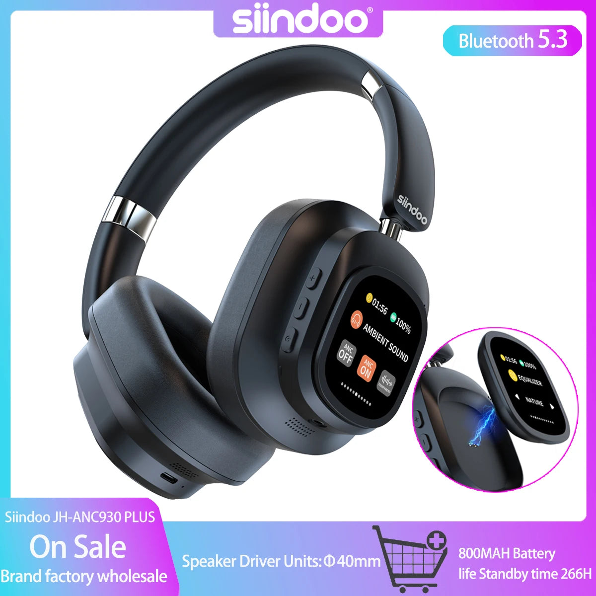 Stakexsindoo Hybrid Wireless Headphone, Active Noise Cancelling Headphones