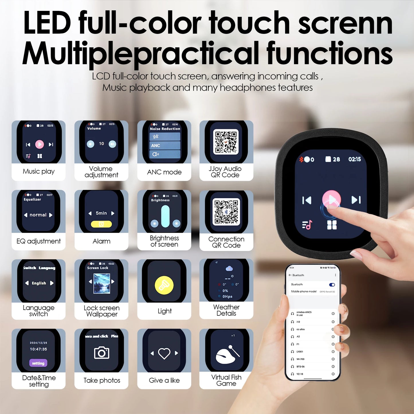 Stakexsindoo Hybrid Wireless Headphone, Active Noise Cancelling Headphones